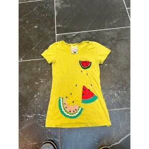 Crafty Couture Yellow Watermelon Patchwork T-Shirt Womens Small Fruit Summer Tee